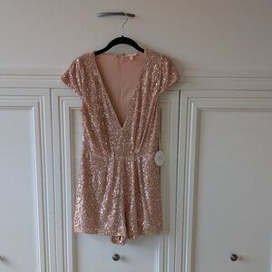 Luxxel brand rose gold sequin romper. NWT New with tags. Size M medium.